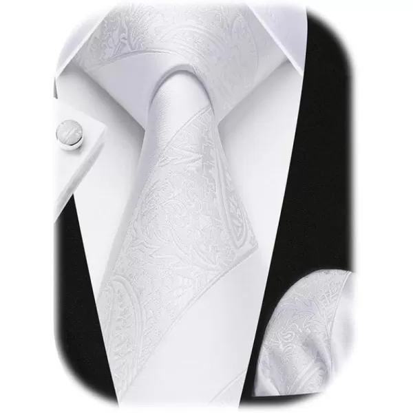 HISDERN Mens Ties Set Stripe Plaid Ties for Men and Pocket Square Cufflinks Formal Silk Necktie Wedding Business