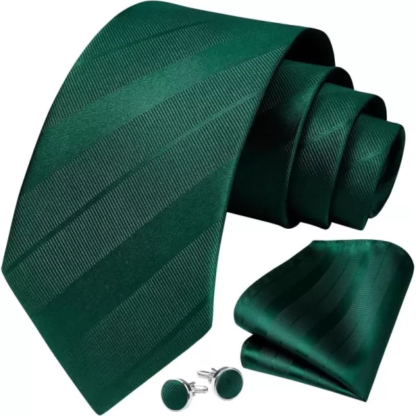 HISDERN Mens Ties Set Stripe Plaid Ties for Men and Pocket Square Cufflinks Formal Silk Necktie Wedding Business