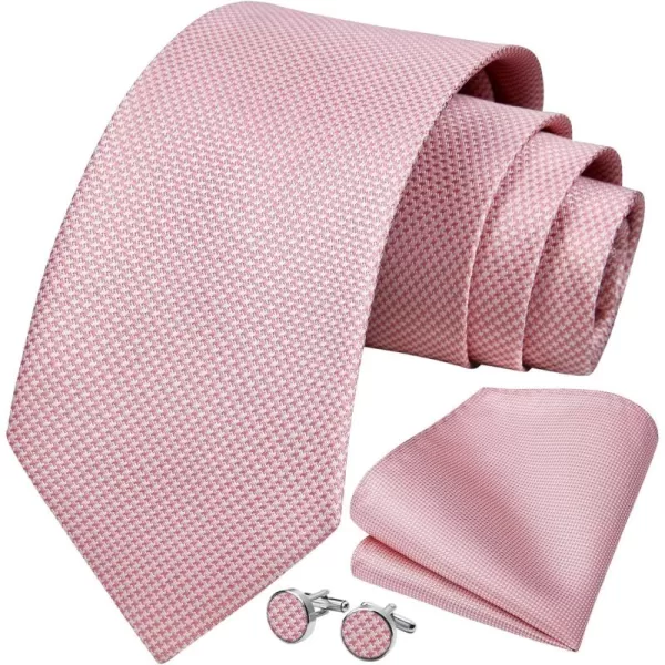 HISDERN Mens Ties Set Stripe Plaid Ties for Men and Pocket Square Cufflinks Formal Silk Necktie Wedding Business