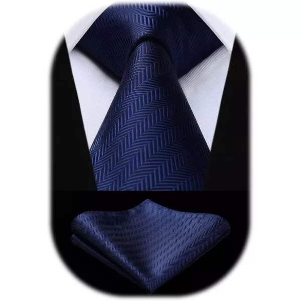 HISDERN Mens Ties Solid Color Tie and Pocket Square Set Classic Woven Formal Neckties &amp; Handkerchief Wedding Party