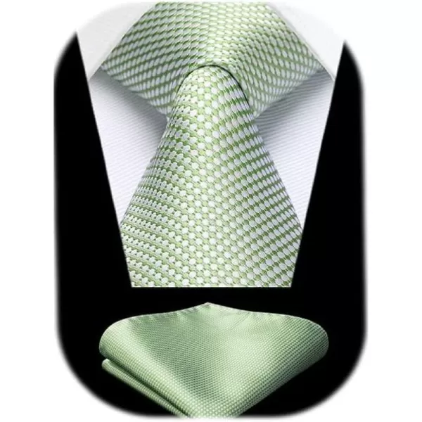 HISDERN Mens Ties Solid Color Tie and Pocket Square Set Classic Woven Formal Neckties &amp; Handkerchief Wedding Party