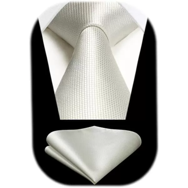 HISDERN Mens Ties Solid Color Tie and Pocket Square Set Classic Woven Formal Neckties &amp; Handkerchief Wedding Party