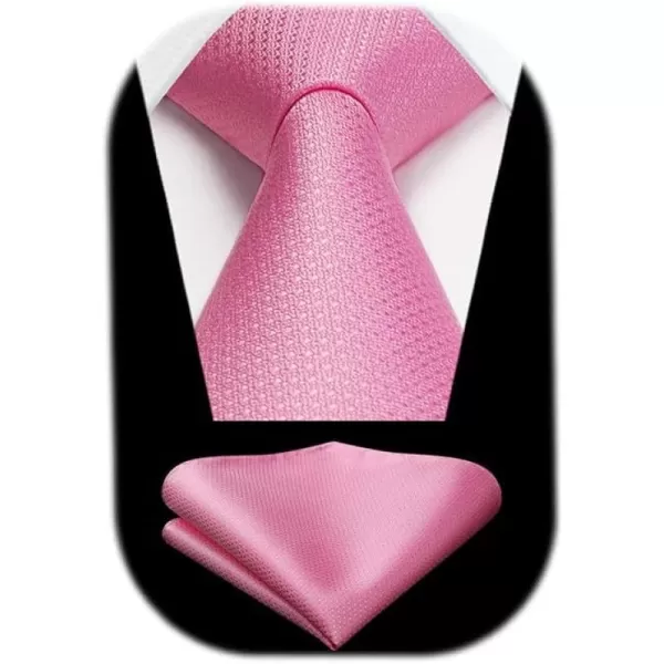 HISDERN Mens Ties Solid Color Tie and Pocket Square Set Classic Woven Formal Neckties &amp; Handkerchief Wedding Party