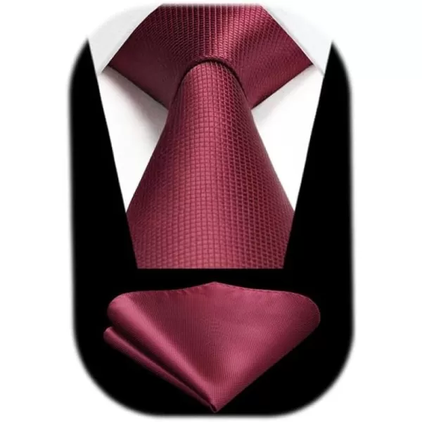 HISDERN Mens Ties Solid Color Tie and Pocket Square Set Classic Woven Formal Neckties &amp; Handkerchief Wedding Party