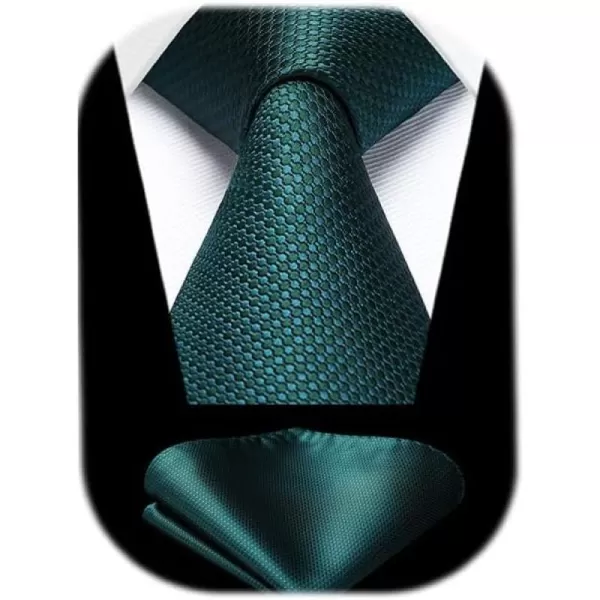HISDERN Mens Ties Solid Color Tie and Pocket Square Set Classic Woven Formal Neckties &amp; Handkerchief Wedding Party
