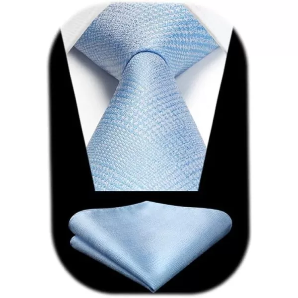 HISDERN Mens Ties Solid Color Tie and Pocket Square Set Classic Woven Formal Neckties &amp; Handkerchief Wedding Party