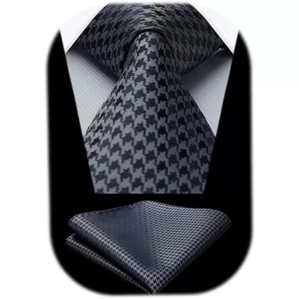 HISDERN Mens Ties Solid Color Tie and Pocket Square Set Classic Woven Formal Neckties &amp; Handkerchief Wedding Party