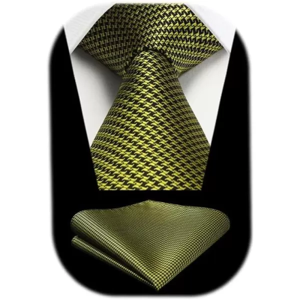 HISDERN Mens Ties Solid Color Tie and Pocket Square Set Classic Woven Formal Neckties &amp; Handkerchief Wedding Party