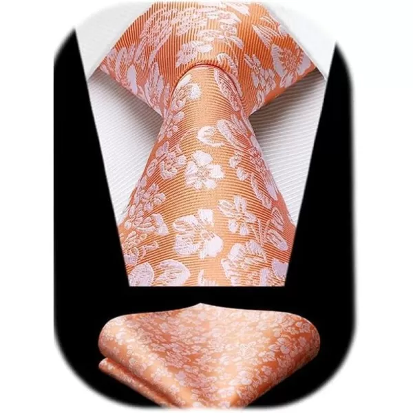 HISDERN Mens Ties Solid Color Tie and Pocket Square Set Classic Woven Formal Neckties &amp; Handkerchief Wedding Party