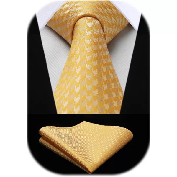 HISDERN Mens Ties Solid Color Tie and Pocket Square Set Classic Woven Formal Neckties &amp; Handkerchief Wedding Party