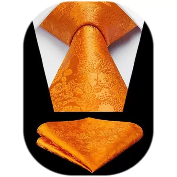 HISDERN Mens Ties Solid Color Tie and Pocket Square Set Classic Woven Formal Neckties &amp; Handkerchief Wedding Party