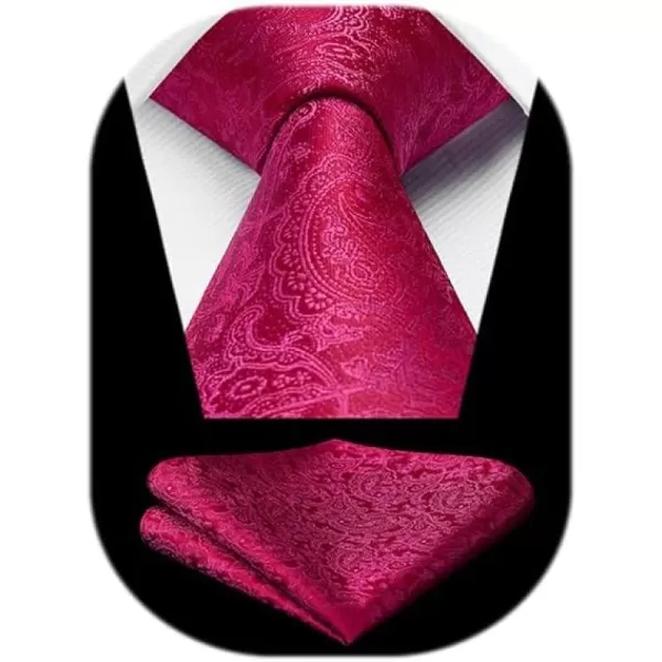 HISDERN Mens Ties Solid Color Tie and Pocket Square Set Classic Woven Formal Neckties &amp; Handkerchief Wedding Party