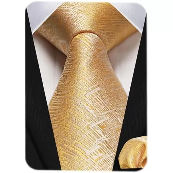 HISDERN Mens Ties Solid Color Tie and Pocket Square Set Classic Woven Formal Neckties &amp; Handkerchief Wedding Party