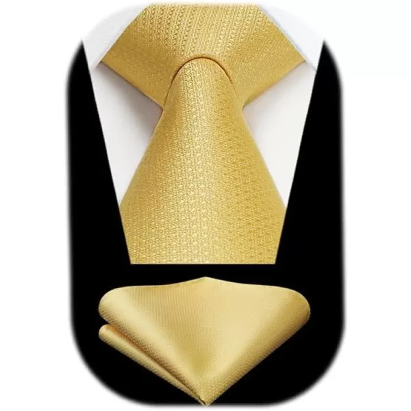 HISDERN Mens Ties Solid Color Tie and Pocket Square Set Classic Woven Formal Neckties &amp; Handkerchief Wedding Party