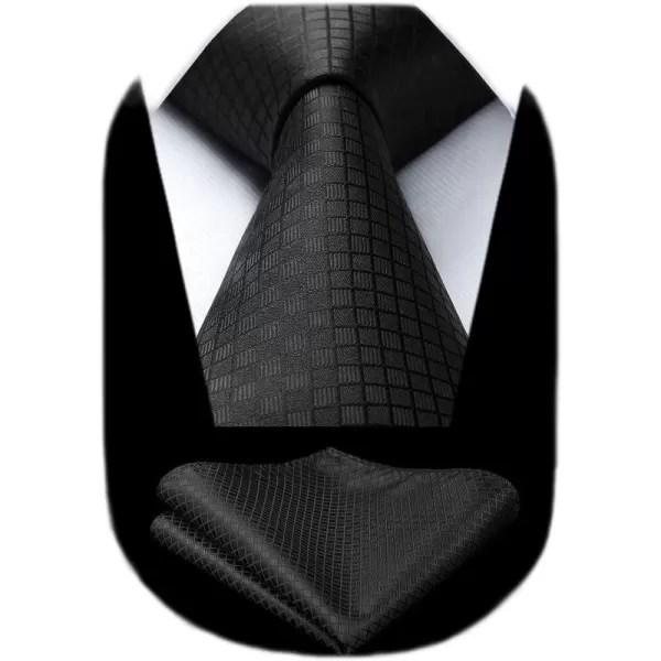 HISDERN Mens Ties Solid Color Tie and Pocket Square Set Classic Woven Formal Neckties &amp; Handkerchief Wedding Party