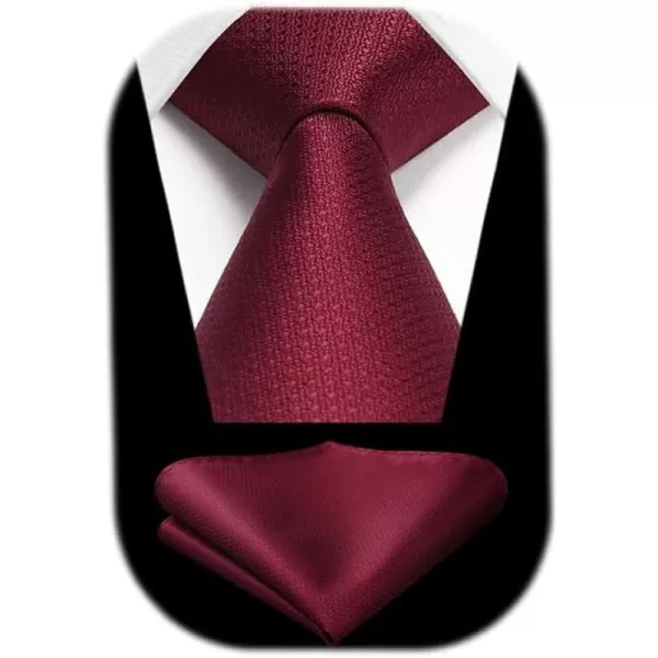 HISDERN Mens Ties Solid Color Tie and Pocket Square Set Classic Woven Formal Neckties &amp; Handkerchief Wedding Party