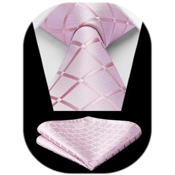 HISDERN Mens Ties Solid Color Tie and Pocket Square Set Classic Woven Formal Neckties &amp; Handkerchief Wedding Party
