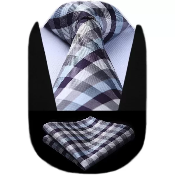 HISDERN Mens Ties Solid Color Tie and Pocket Square Set Classic Woven Formal Neckties &amp; Handkerchief Wedding Party