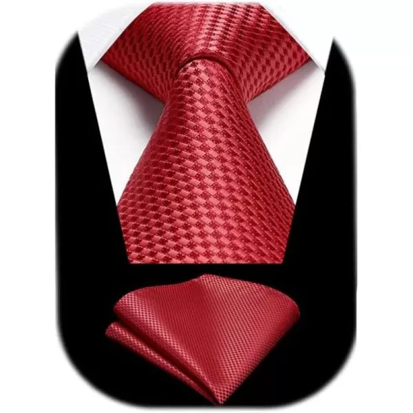 HISDERN Mens Ties Solid Color Tie and Pocket Square Set Classic Woven Formal Neckties &amp; Handkerchief Wedding Party