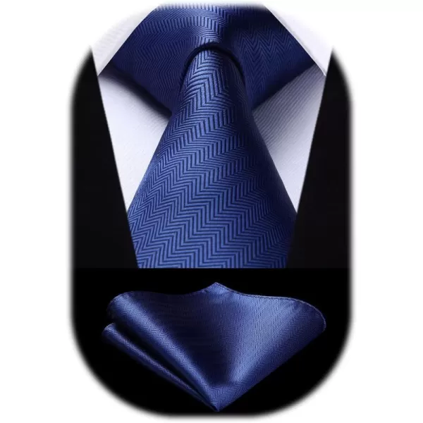 HISDERN Mens Ties Solid Color Tie and Pocket Square Set Classic Woven Formal Neckties &amp; Handkerchief Wedding Party