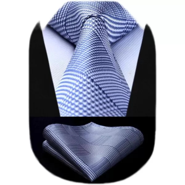 HISDERN Mens Ties Solid Color Tie and Pocket Square Set Classic Woven Formal Neckties &amp; Handkerchief Wedding Party