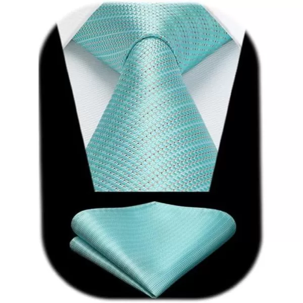 HISDERN Mens Ties Solid Color Tie and Pocket Square Set Classic Woven Formal Neckties &amp; Handkerchief Wedding Party