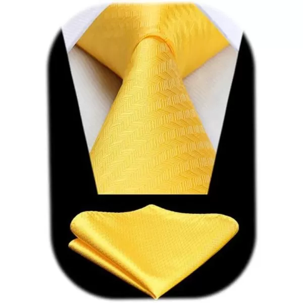 HISDERN Mens Ties Solid Color Tie and Pocket Square Set Classic Woven Formal Neckties &amp; Handkerchief Wedding Party