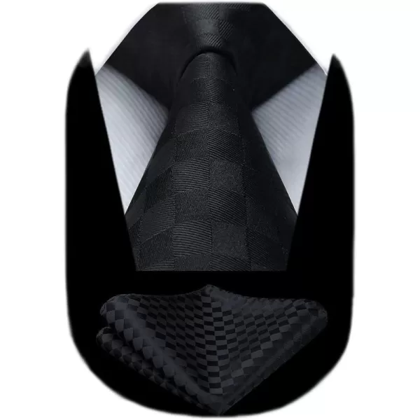 HISDERN Mens Ties Solid Color Tie and Pocket Square Set Classic Woven Formal Neckties &amp; Handkerchief Wedding Party