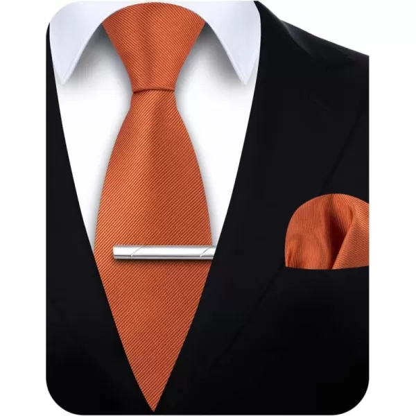 HISDERN Mens Ties Solid Color Wedding Ties and Pocket Square Neckties Clip Sets Business Formal Satin Ties for Men