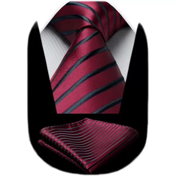 HISDERN Mens Ties Striped Ties for Men Formal Tie and Pocket Square Set Necktie for Wedding Business Graduation