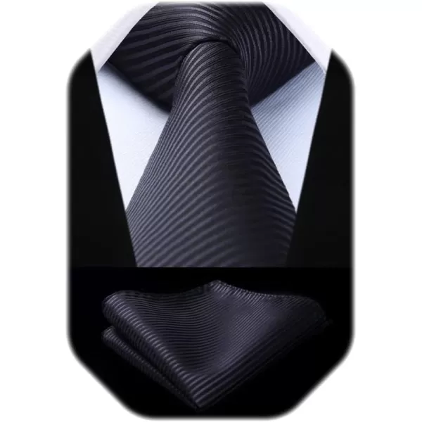 HISDERN Mens Ties Striped Ties for Men Formal Tie and Pocket Square Set Necktie for Wedding Business Graduation