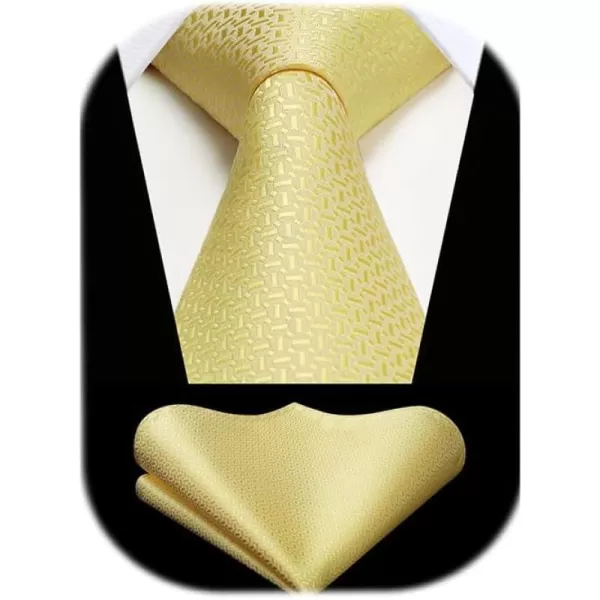HISDERN Mens Ties Striped Ties for Men Formal Tie and Pocket Square Set Necktie for Wedding Business Graduation