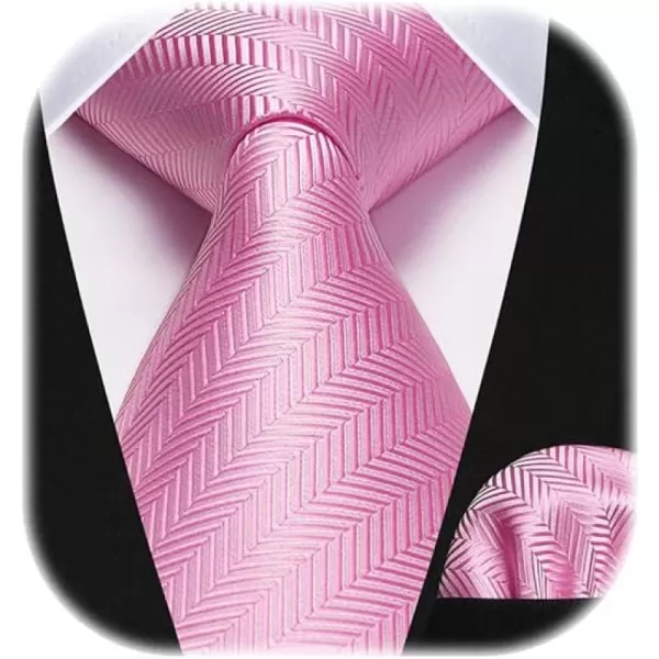 HISDERN Mens Ties Striped Ties for Men Formal Tie and Pocket Square Set Necktie for Wedding Business Graduation