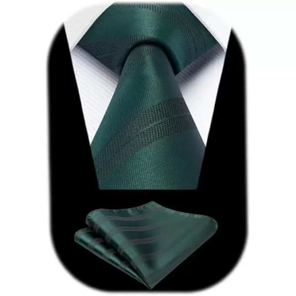 HISDERN Mens Ties Striped Ties for Men Formal Tie and Pocket Square Set Necktie for Wedding Business Graduation