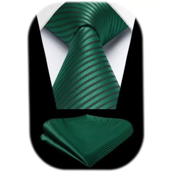 HISDERN Mens Ties Striped Ties for Men Formal Tie and Pocket Square Set Necktie for Wedding Business Graduation