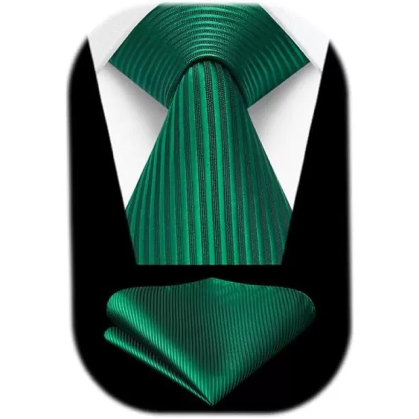 HISDERN Mens Ties Striped Ties for Men Formal Tie and Pocket Square Set Necktie for Wedding Business Graduation