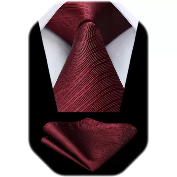HISDERN Mens Ties Striped Ties for Men Formal Tie and Pocket Square Set Necktie for Wedding Business Graduation