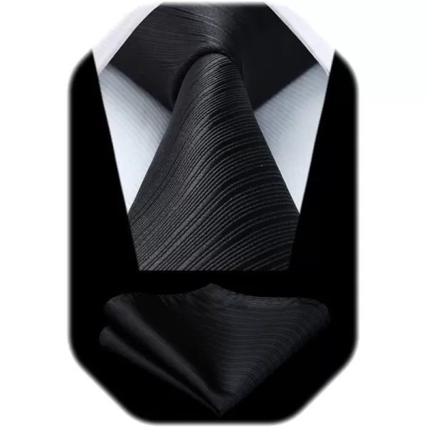HISDERN Mens Ties Striped Ties for Men Formal Tie and Pocket Square Set Necktie for Wedding Business Graduation