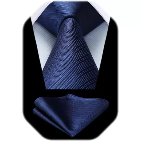 HISDERN Mens Ties Striped Ties for Men Formal Tie and Pocket Square Set Necktie for Wedding Business Graduation