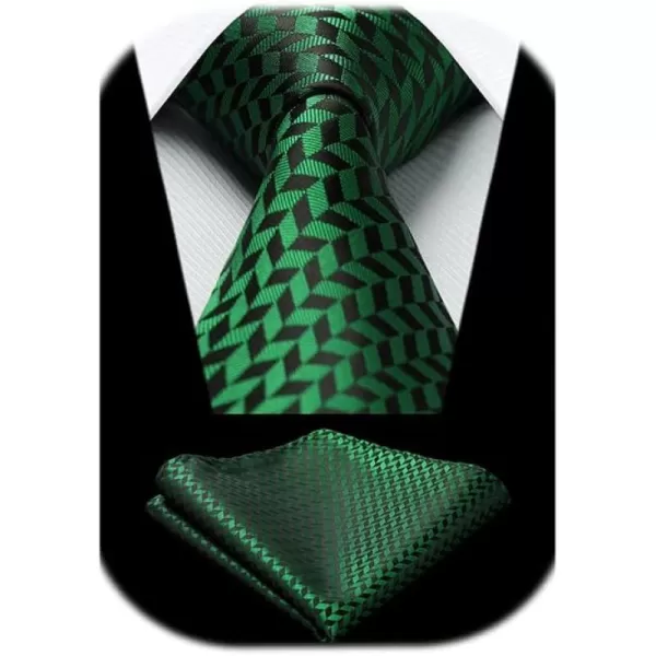 HISDERN Mens Ties Striped Ties for Men Formal Tie and Pocket Square Set Necktie for Wedding Business Graduation