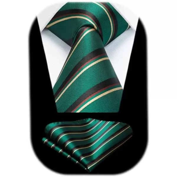 HISDERN Mens Ties Striped Ties for Men Formal Tie and Pocket Square Set Necktie for Wedding Business Graduation