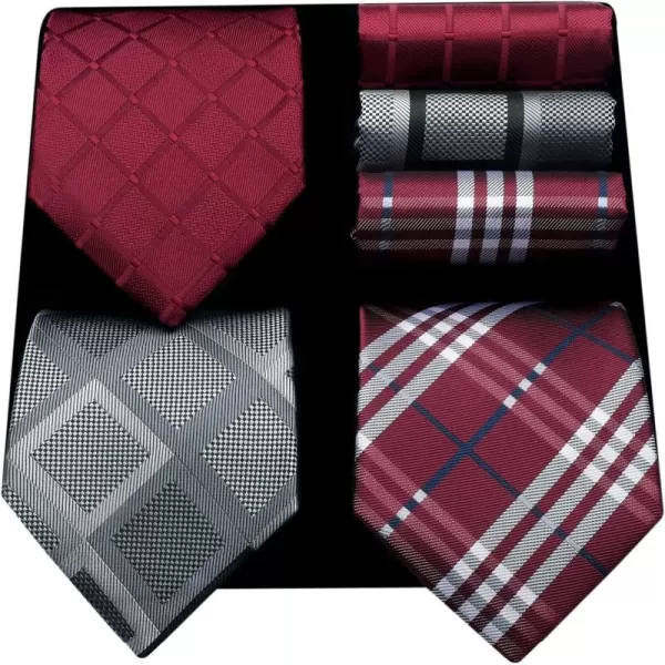 HISDERN Mens Ties and Pocket Square Set Business Elegant Ties for Men Classic Lot 3 Pcs Wedding Party Neckties &amp; Handkerchief