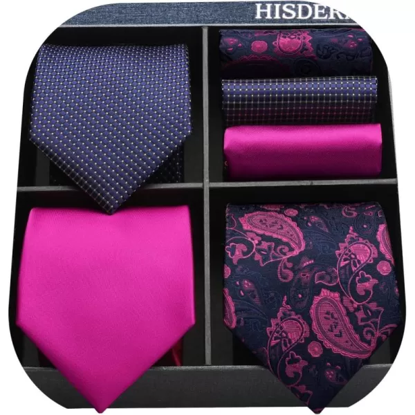 HISDERN Mens Ties and Pocket Square Set Business Elegant Ties for Men Classic Lot 3 Pcs Wedding Party Neckties &amp; Handkerchief