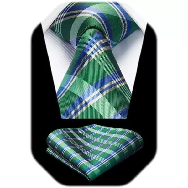 HISDERN Mens Ties for Men Formal Tie with Pocket Square Set Tie Handkerchief Necktie for Men Wedding Party Business