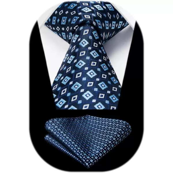 HISDERN Mens Ties for Men Formal Tie with Pocket Square Set Tie Handkerchief Necktie for Men Wedding Party Business