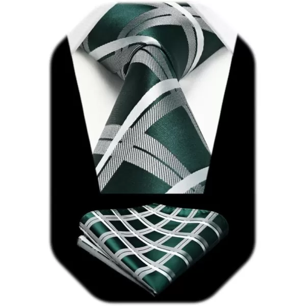 HISDERN Mens Ties for Men Formal Tie with Pocket Square Set Tie Handkerchief Necktie for Men Wedding Party Business