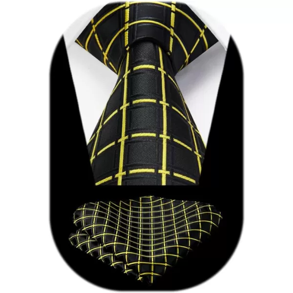 HISDERN Mens Ties for Men Formal Tie with Pocket Square Set Tie Handkerchief Necktie for Men Wedding Party Business
