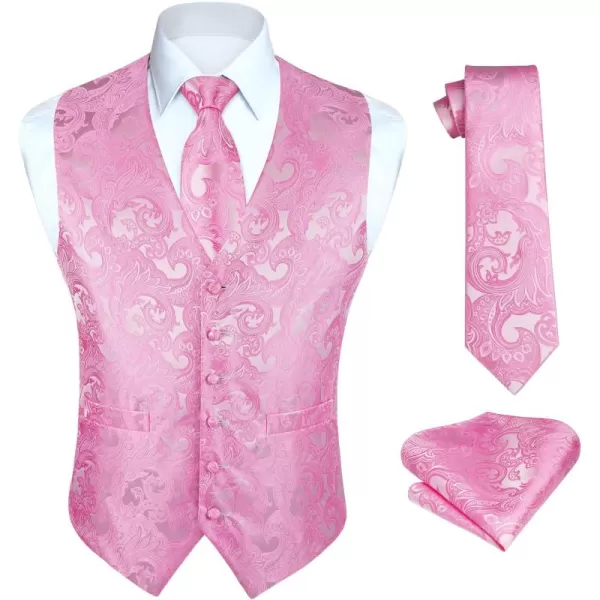 HISDERN Mens Vest Tie Set 3PC Formal Waistcoat Paisley Floral Jacquard Necktie Pocket Square Suit Vests Wedding Party