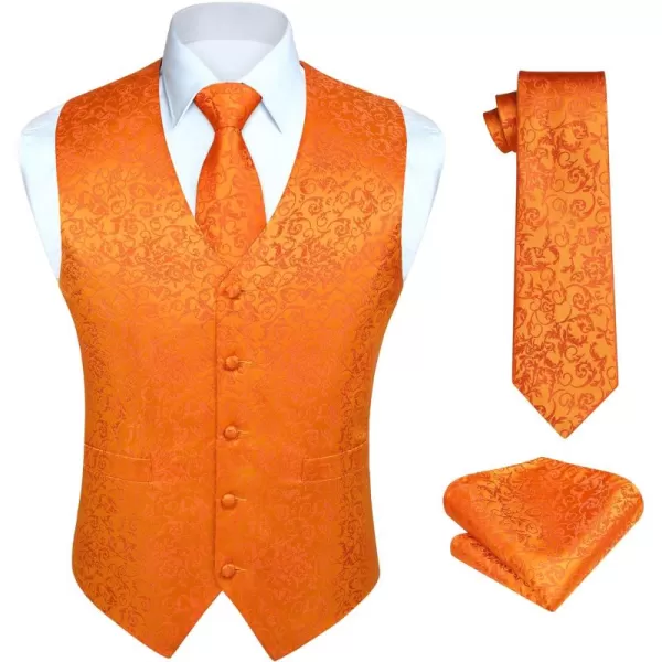 HISDERN Mens Vest Tie Set 3PC Formal Waistcoat Paisley Floral Jacquard Necktie Pocket Square Suit Vests Wedding Party