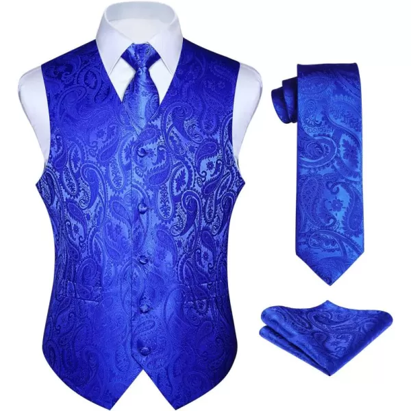 HISDERN Men's Vest Tie Set Paisley Floral Jacquard Necktie Pocket Square 3PCS Waistcoat for Suit or Tuxedo Wedding Party